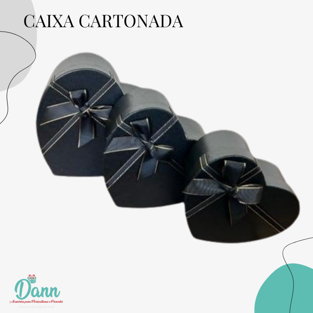 BOX CORAÇAO KIT C/3 PRETO REF 3542