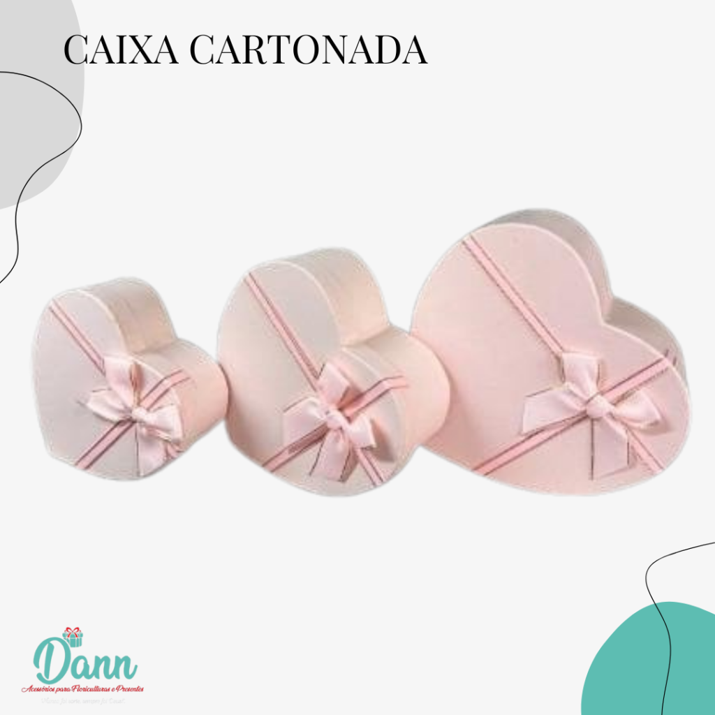 BOX CORAÇÃO KIT C/3 ROSA CETIM DE OURO REF 3542