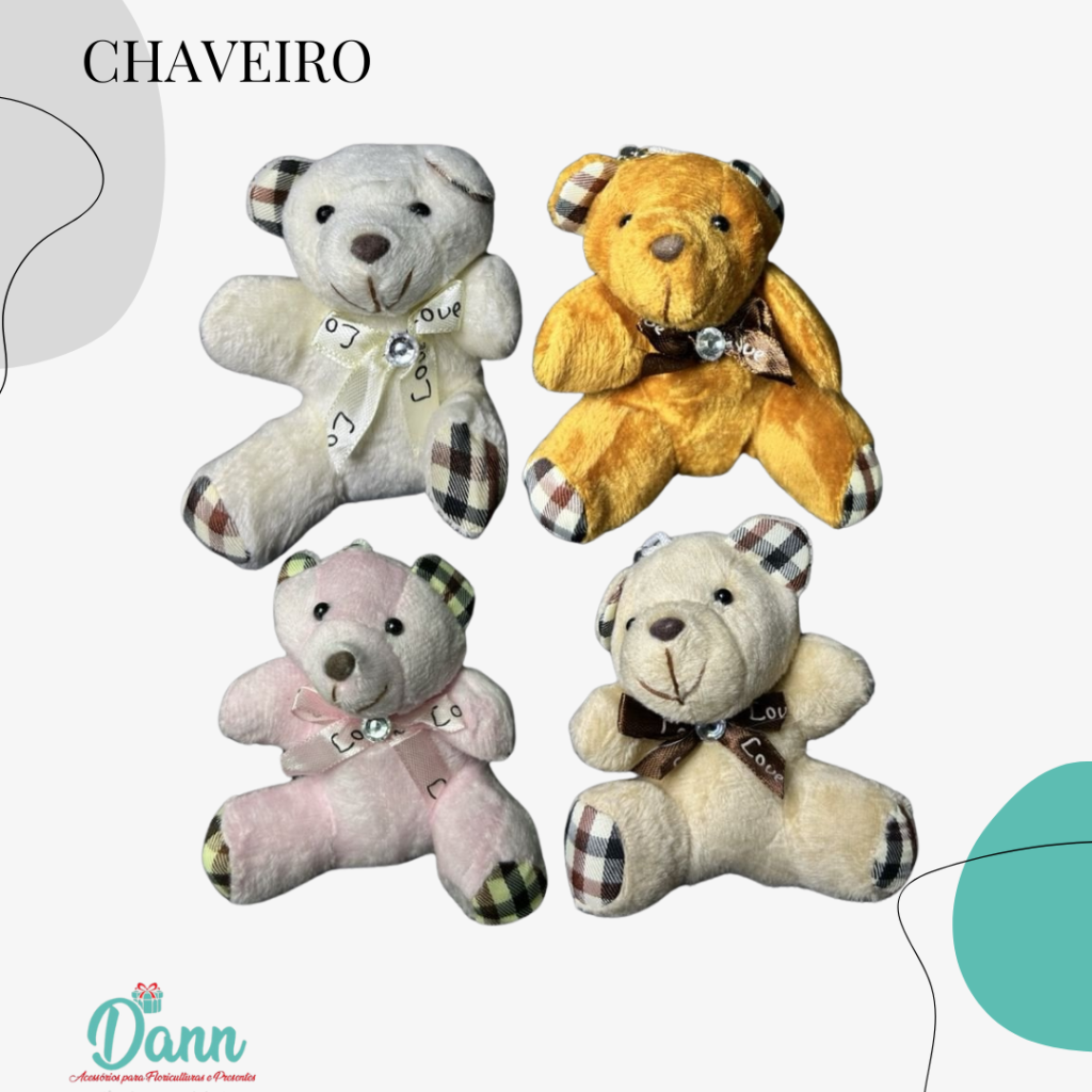 CHAVEIRO URSO XADREZ SIMPLES REF 2568 C/ 12 UNIDADES VARIADOS