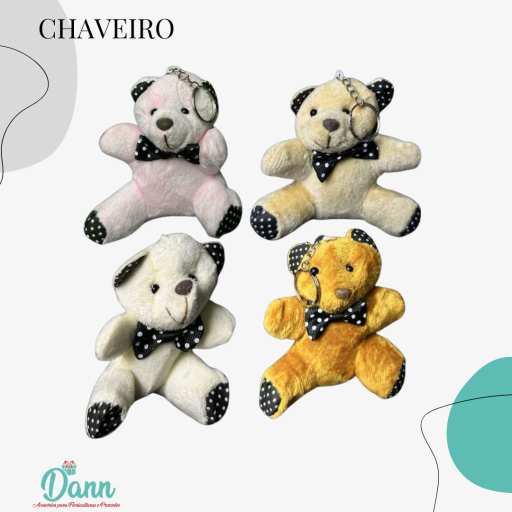 CHAVEIRO URSO BOLINHAS SIMPLES REF 2568 C/ 12 UNIDADES VARIADOS