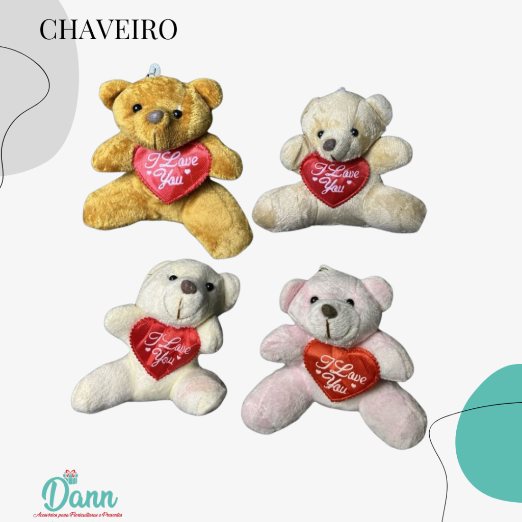 CHAVEIRO URSO CORAÇÃO I LOVE YOU REF 2567 C/12 VARIADOS