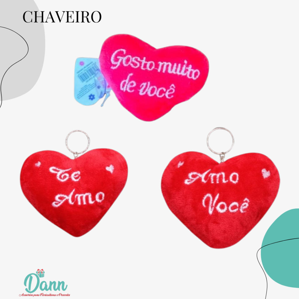 CH2101 CHAVEIRO DE CORAÇÃO PELÚCIA 9CM PCT C/ 12