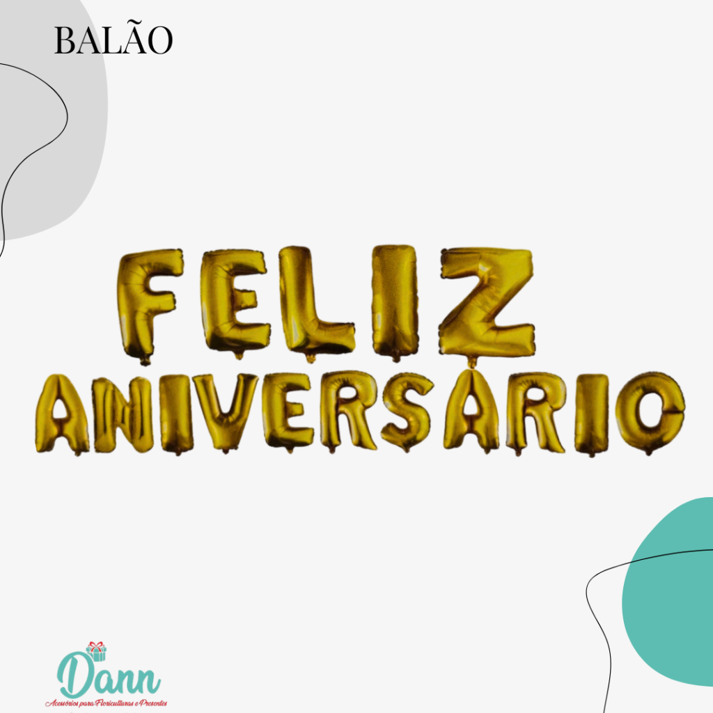 RT1495 BALAO METALIZADO FELIZ ANIVERSARIO 45CM REF 2749