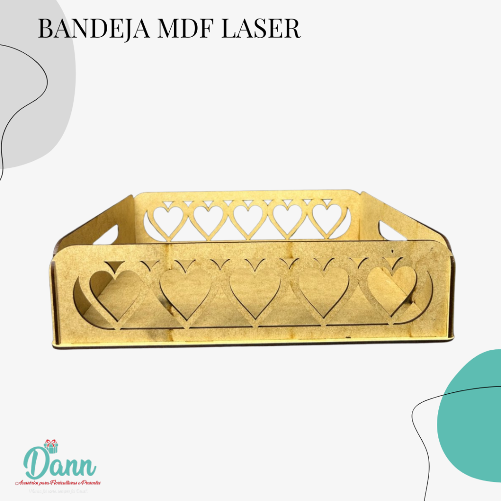MDF BANDEJA LASR CORACAO VAZADOREF 2927 TAMANHO 30X25X7,5