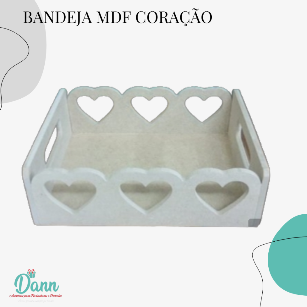 BANDEJA MDF 3 CORAÇÃO REF 1651 TAMANHO 17x22