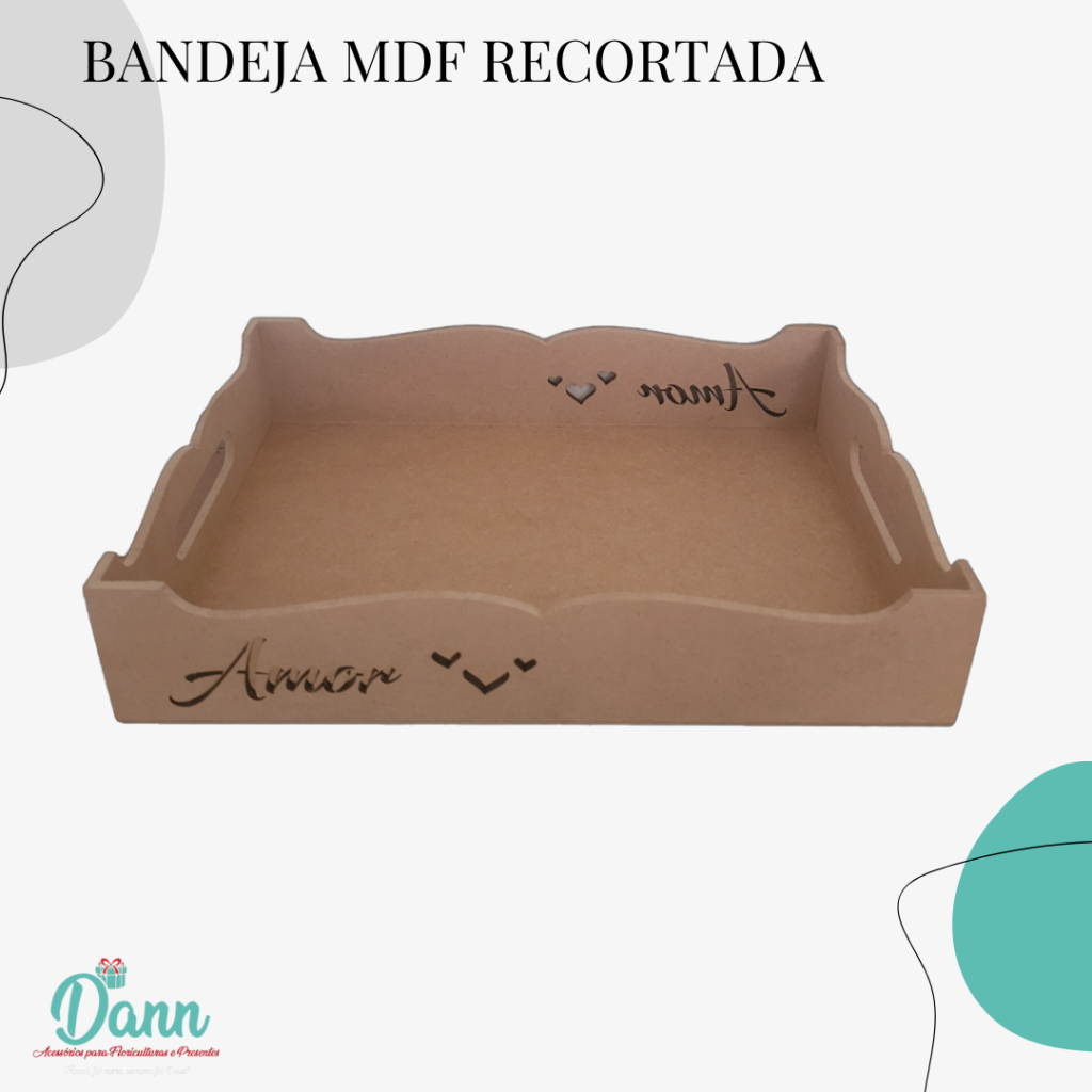 MDF BANDEJA AMOR RECORTADA REF 2119 TAMANHO 30X20
