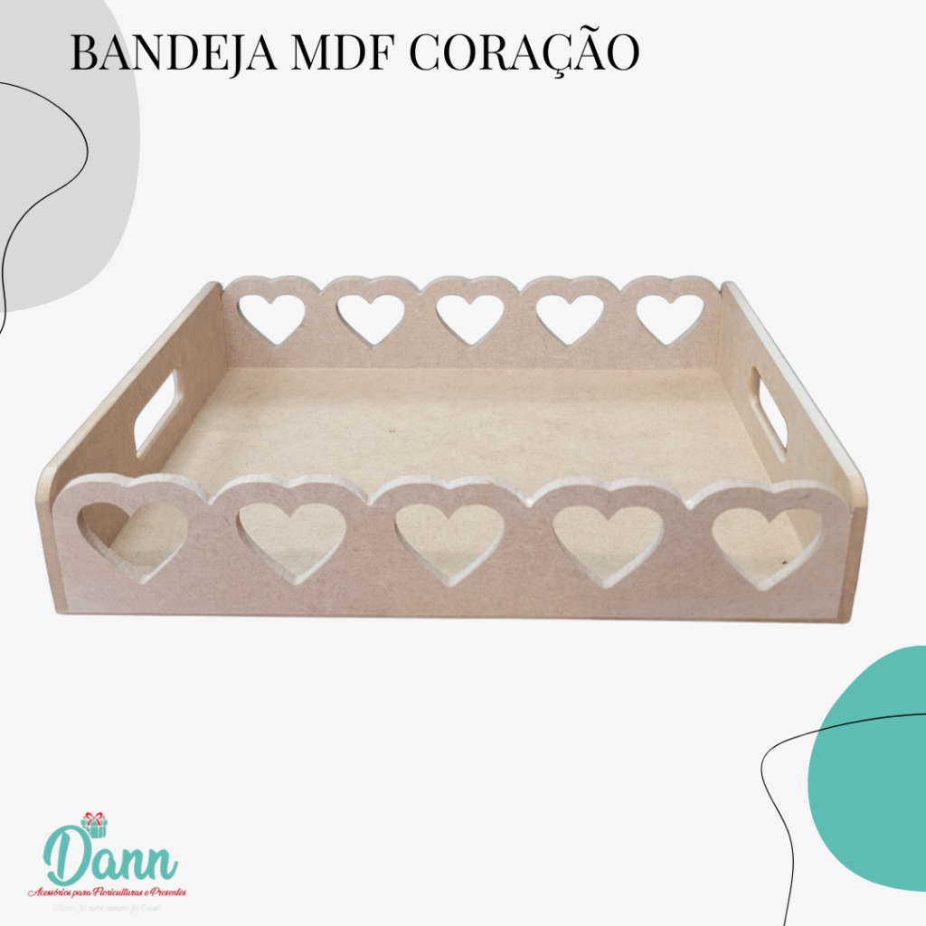 BANDEJA MDF CORAÇÕES REF 1234 TAMANHO 40x30