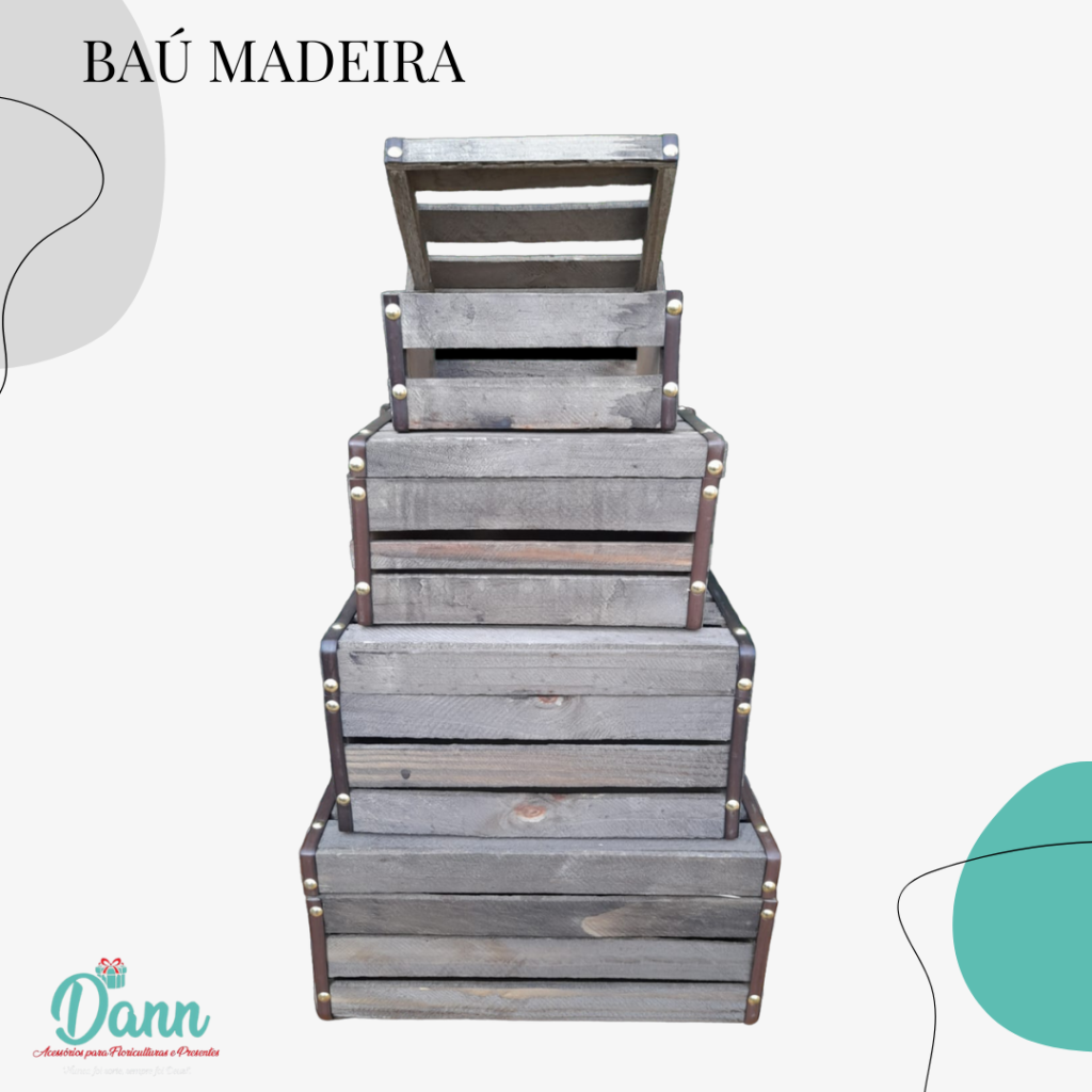  BAÚ MADEIRA QUADRADO