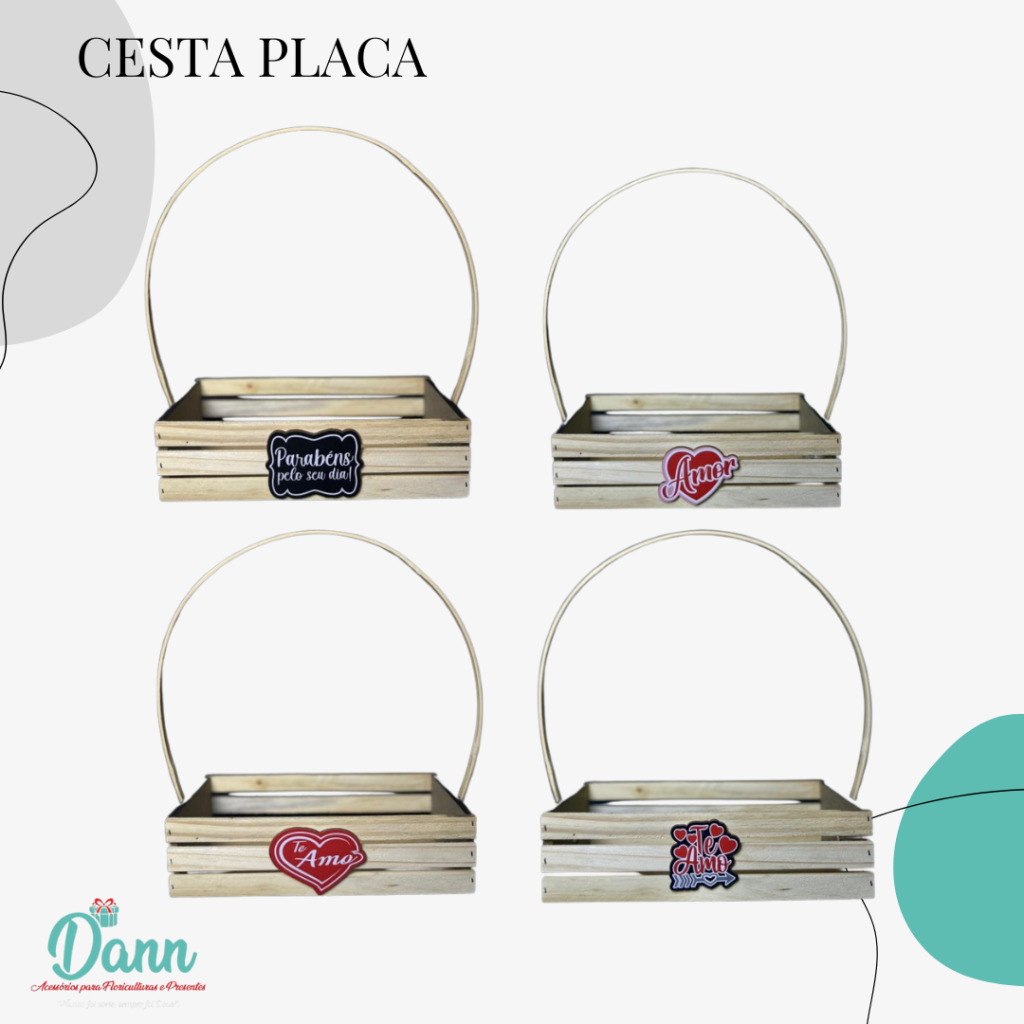  CESTA MADEIRA PLACA REF 1395 TAMANHO 30X13