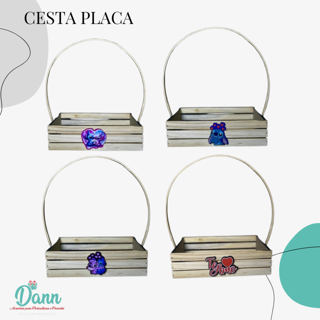 CESTA MADEIRA PLACA REF 1395 TAMANHO 30X13