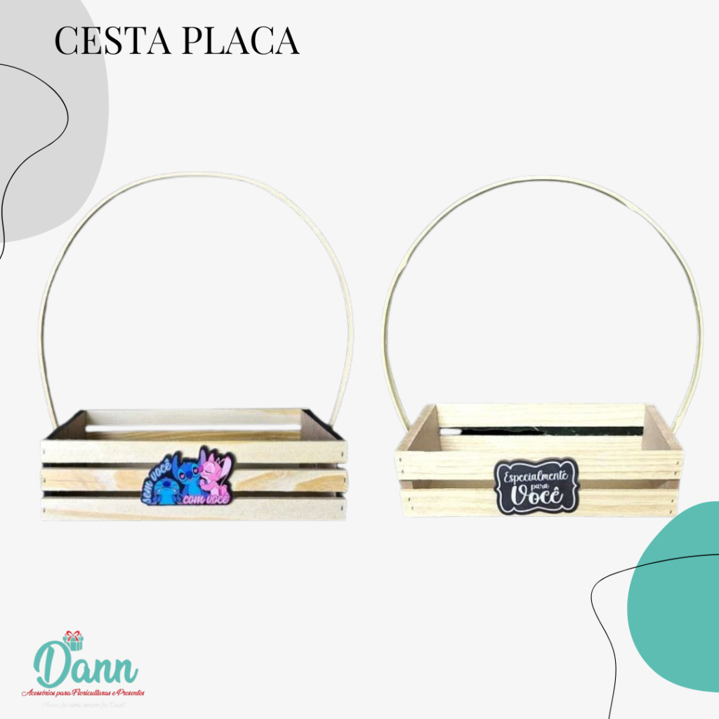 CESTA MADEIRA PLACA TAMANHO 30X13