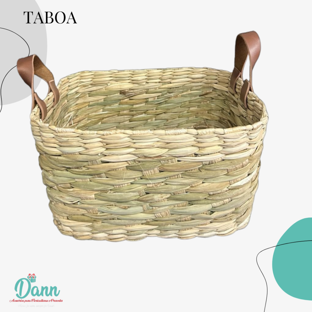 CESTA TABOA RET ALÇA COURO 28X22X15 REF 3367