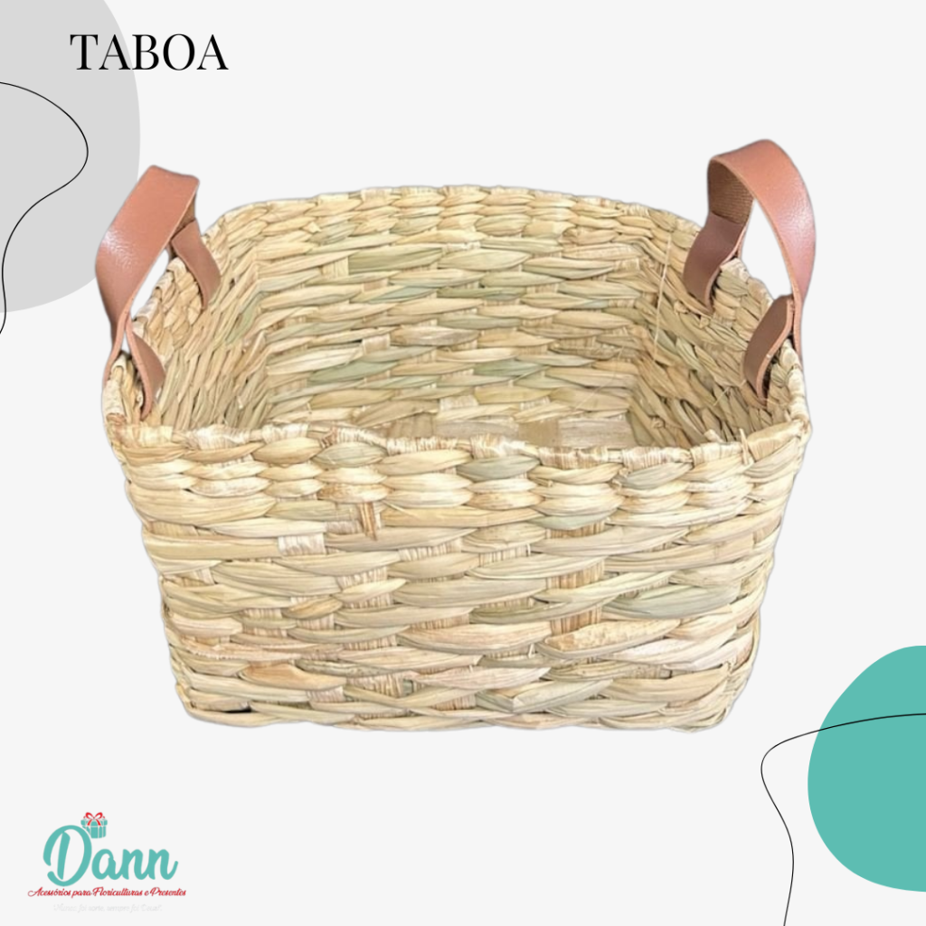 CESTA TABOA QUAD ALÇA COURO 20X20X12 REF 3366