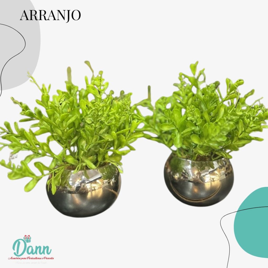 CASTIÇAL DE CERÂMICA + BUQUÊ FOKHA VERDE AMENDOIM CK0023VC