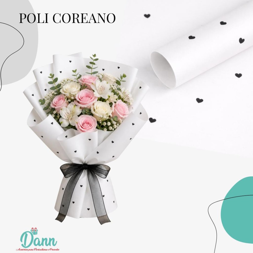 1933- POLI COREANO CORACAO BRANCO COM PRETO 56X56 C/10 REF 3993