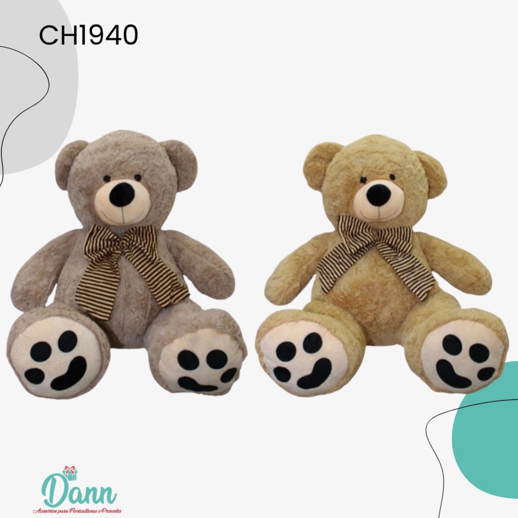 CH1940 URSO DE PELUCIA COM GRAVATA VARIADAS 100CM  REF 1022