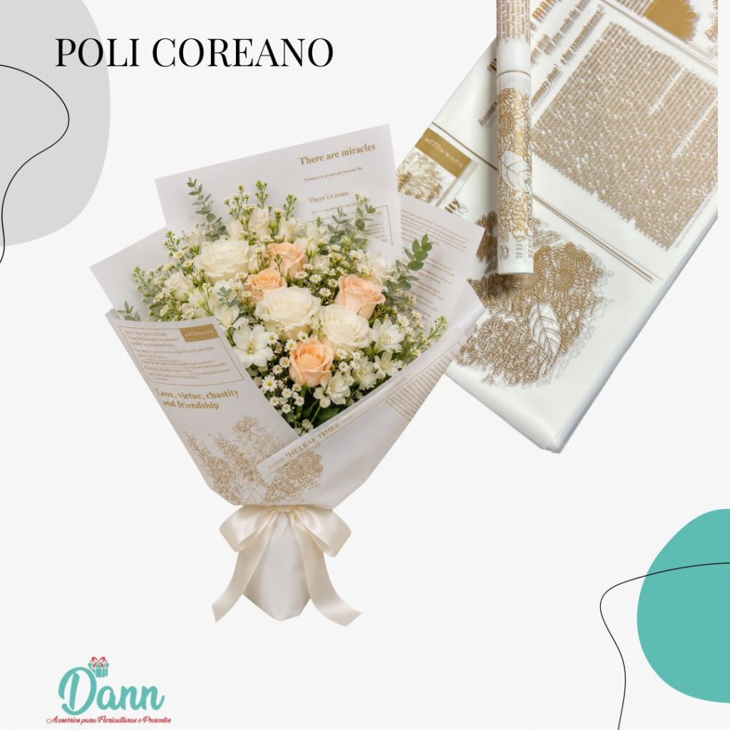 OK06 POLI COREANO 57X57 JORN BASE BRANCO COM DOURADO C/20 REF 3989
