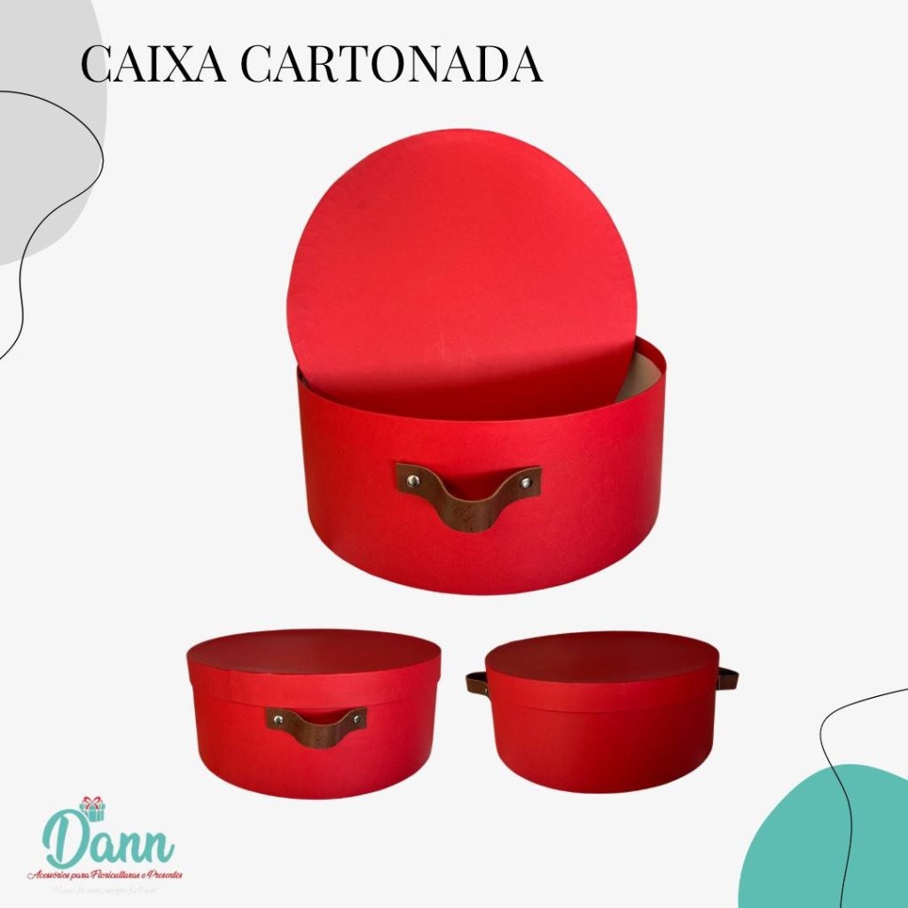 CAIXA LUXO REDONDA ALÇA COURO VERMELHO REF 902