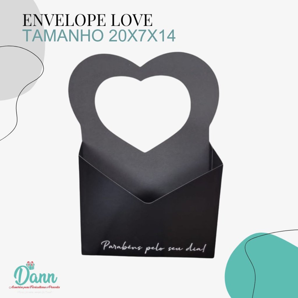 ENVELOPE LOVE PAPER PRETO REF 1725