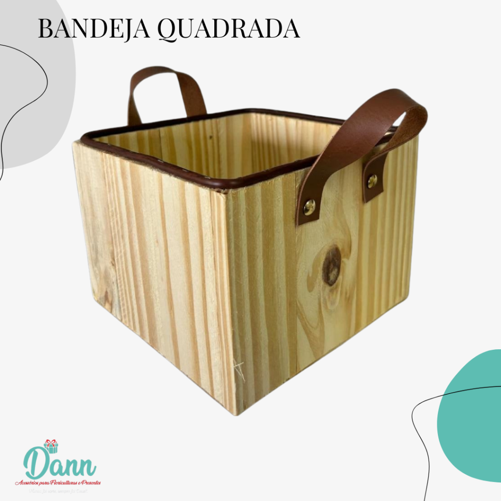 PIAC BANDEJA QUADRADA ALTA 18X18X13 ALÇA COURO REF 3579