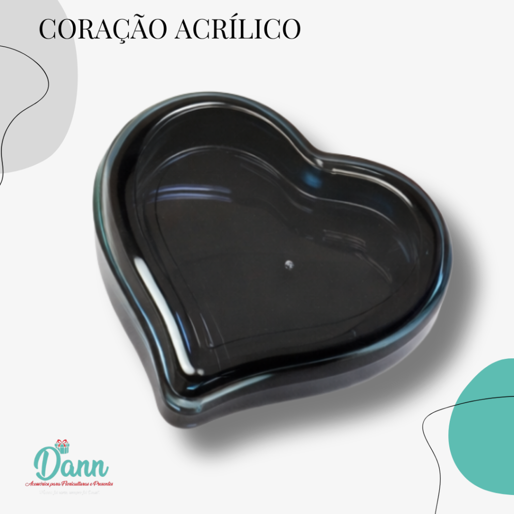 CAIXA CORACAO ACRIL PRETO REF 2901 TAMANHO 18X16X6