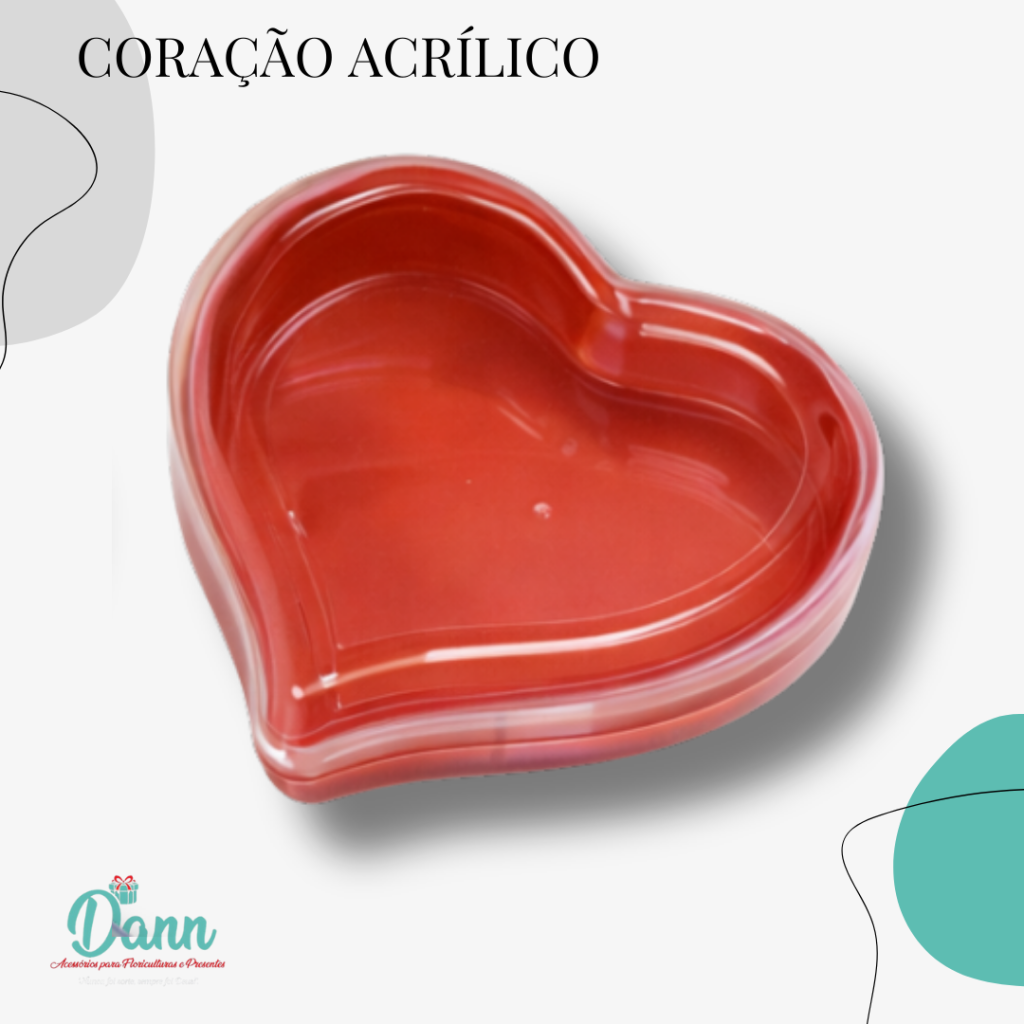CORAÇÃO ACRILICO VERMELHO REF 1654