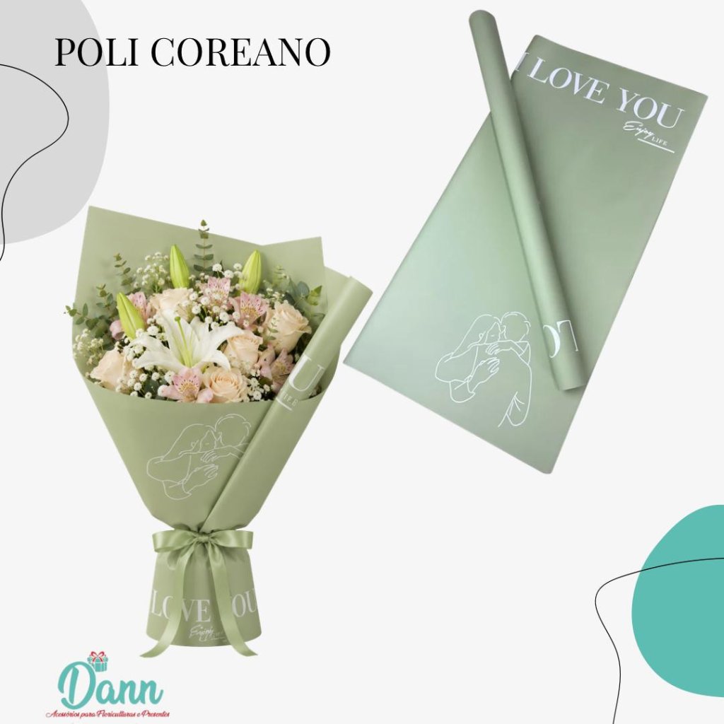 153682 POLI COREANO 58X58 C/20 DEC PEROL ROMANCE VERDE  REF 3840