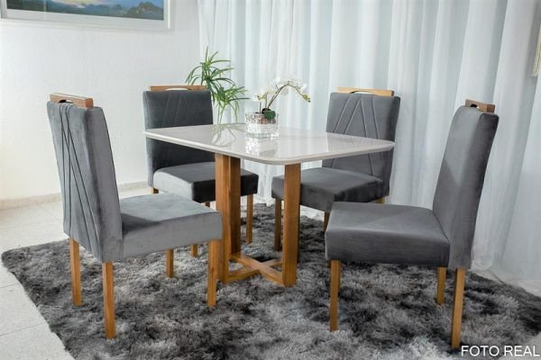 Mesa Pedro 1.20x0.80 + 4 cadeiras madeira