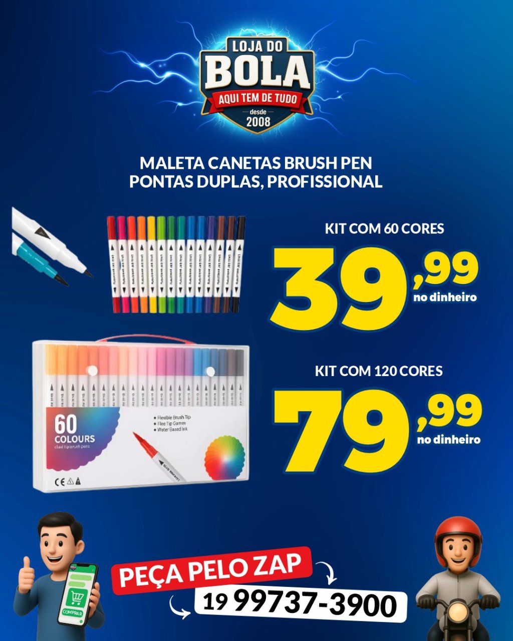 MALETA CANETAS BRUSH PEN COM 60 CORES E 120 CORES