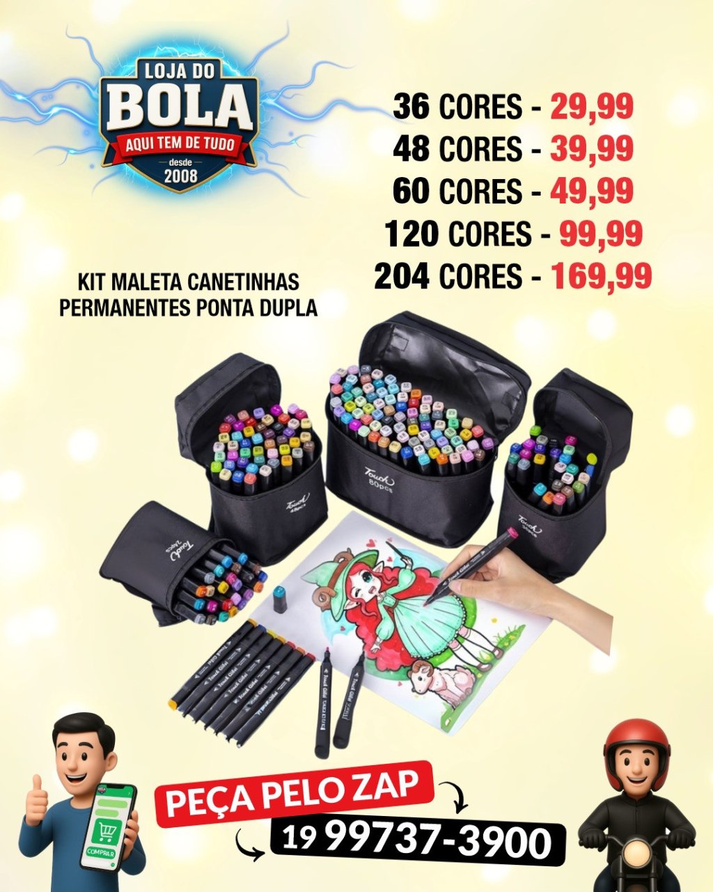 KIT DE CANETINHAS TOUTCH 36/48/60/120/204 CORES