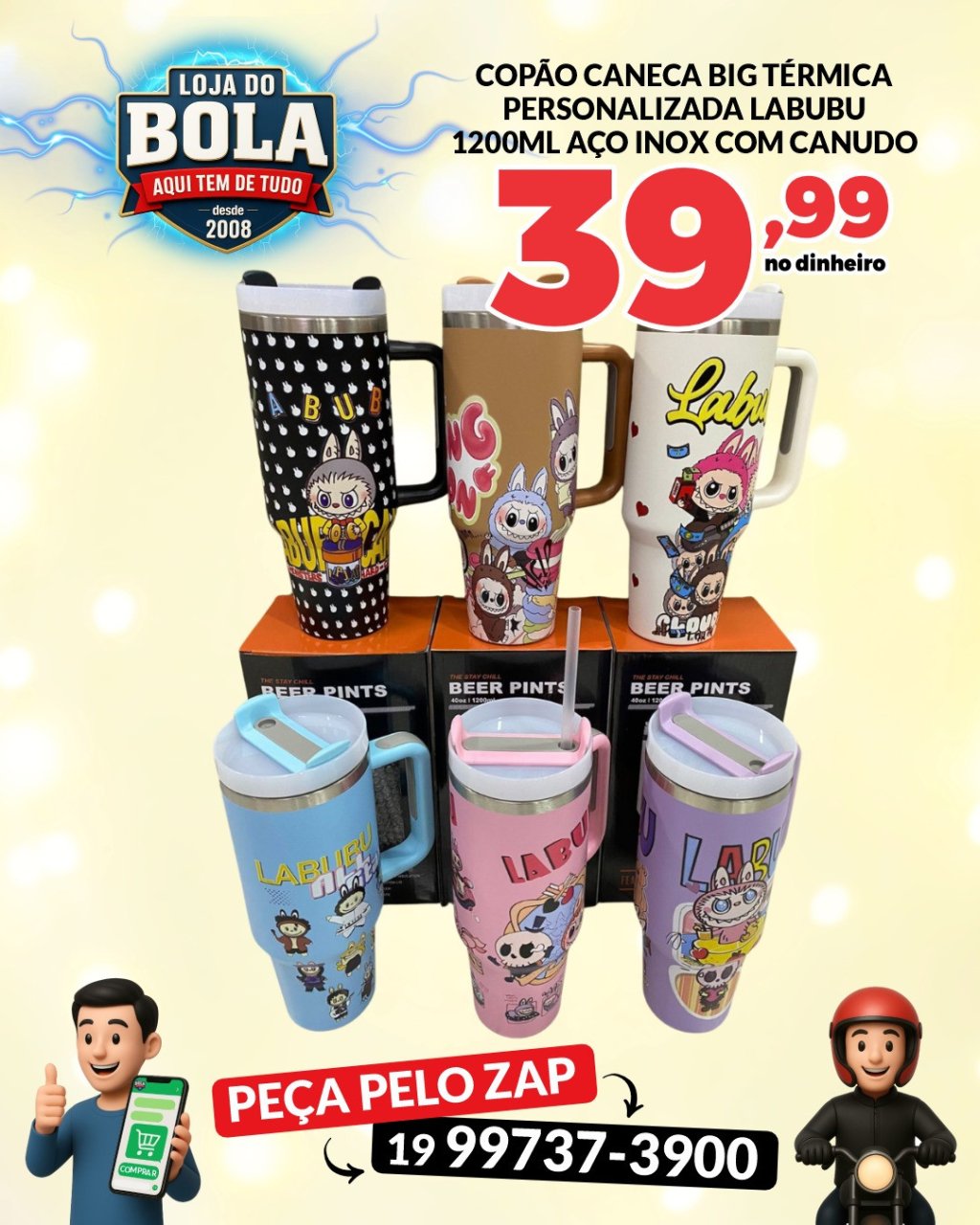 COPO TÉMICO CANECA 1200ML LABUBU