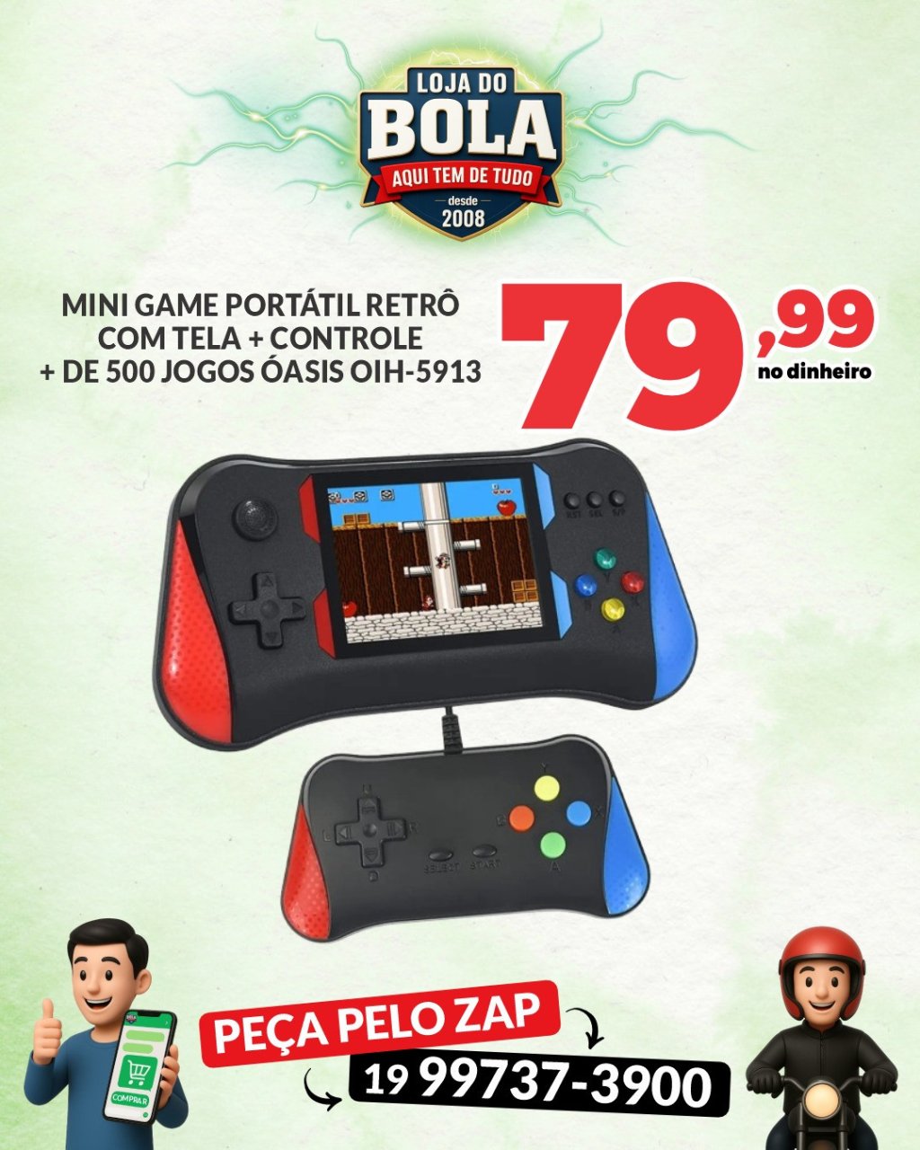 MINI GAME PORTÁTIL RETRO COM CONTROLE OIH-5913