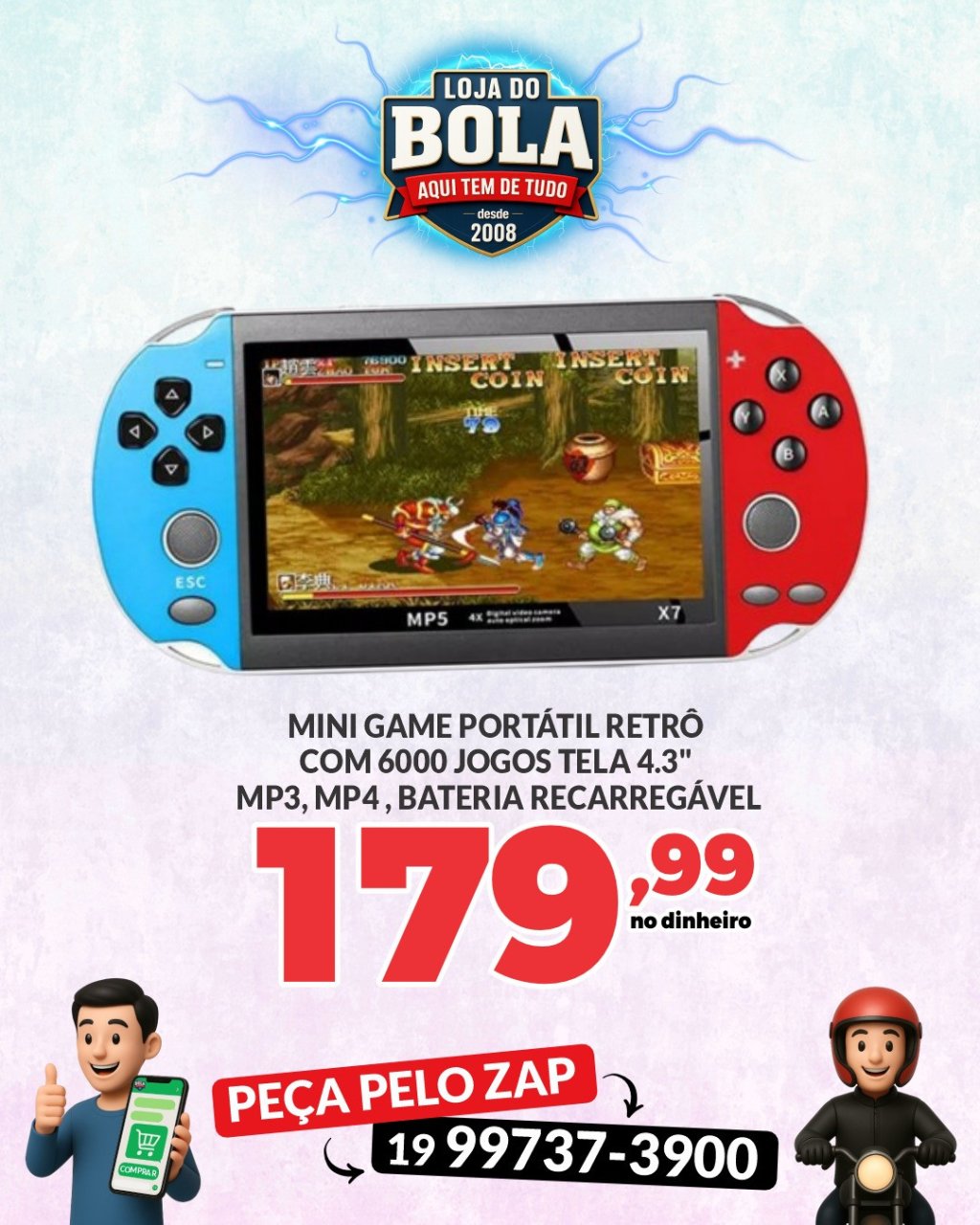 MINI GAME PORTÁTIL RETRO TELA 4.3
