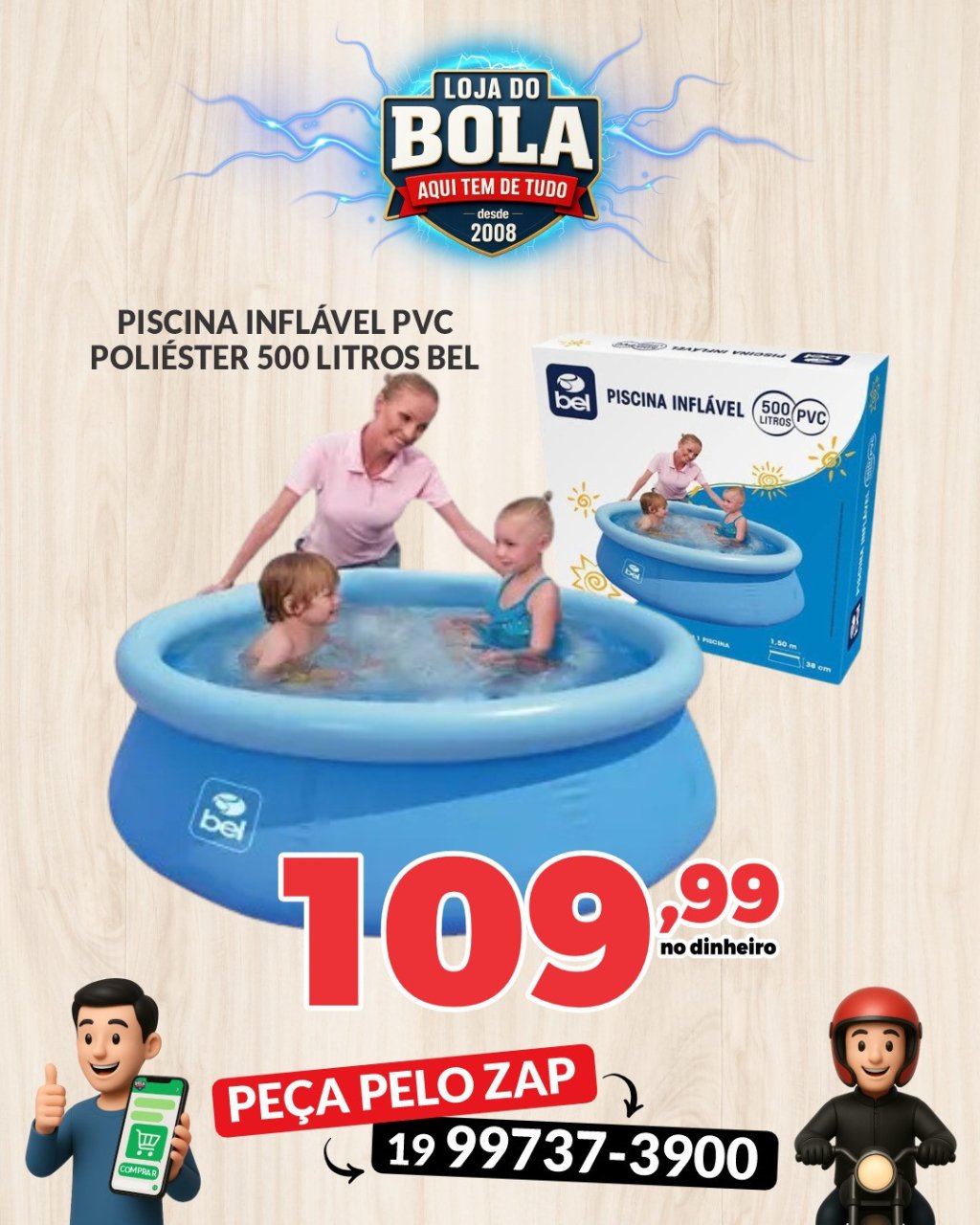 PISCINA INFLÁVEL 500L BEL  - PVC/POLIÉSTER 