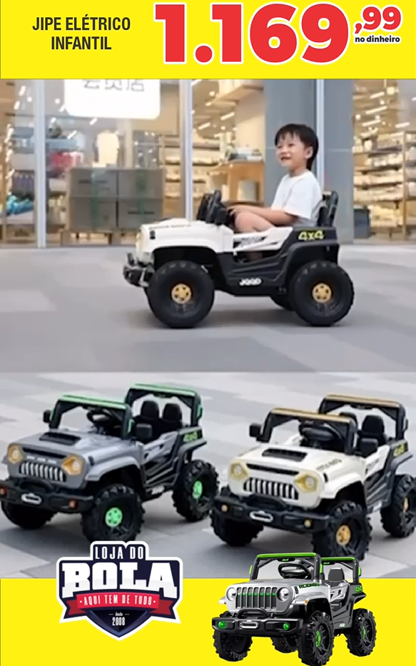 JIPE ELÉTRICO INFANTIL - 3 A 10 ANOS
