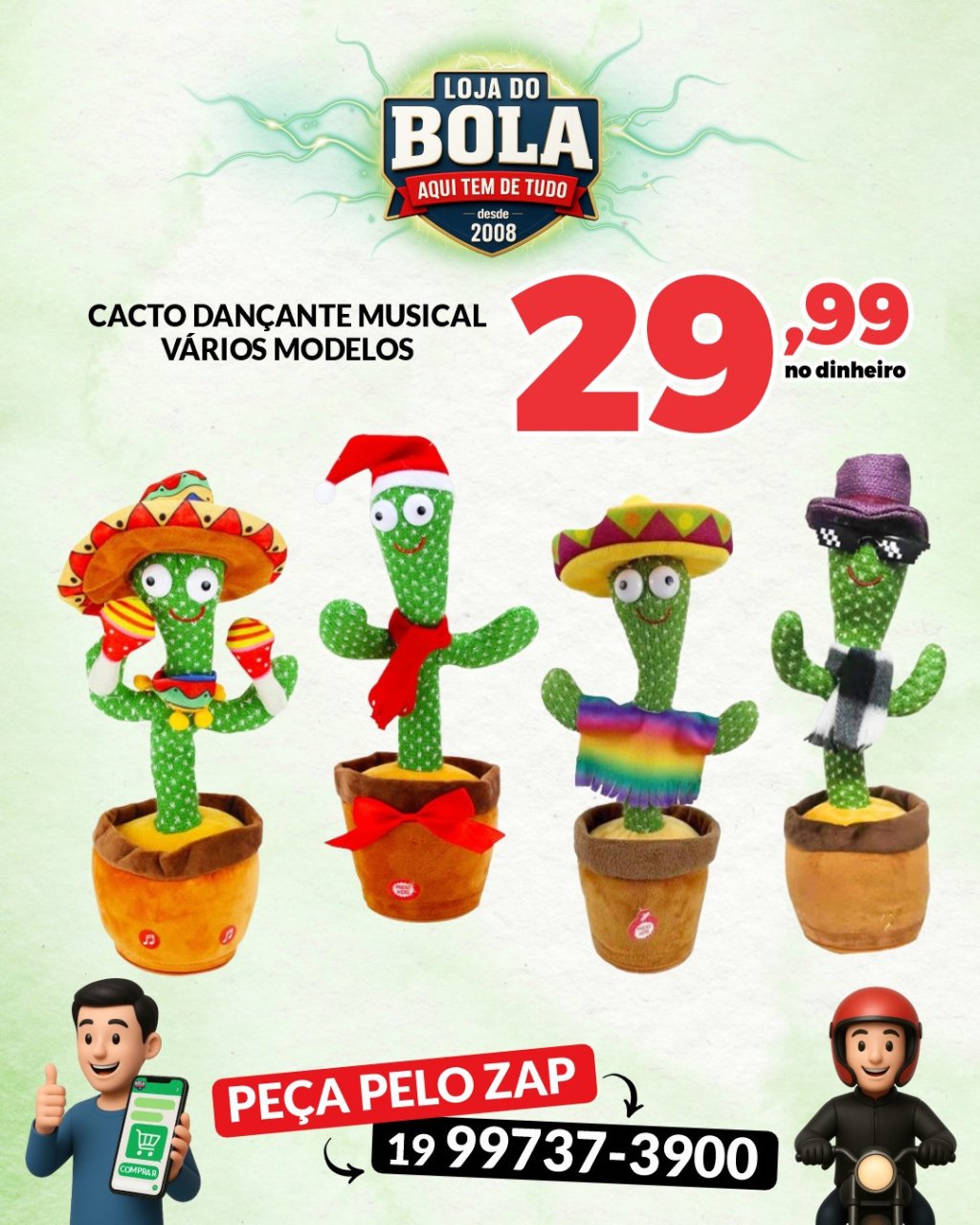 BONECO CACTO DANÇANTE