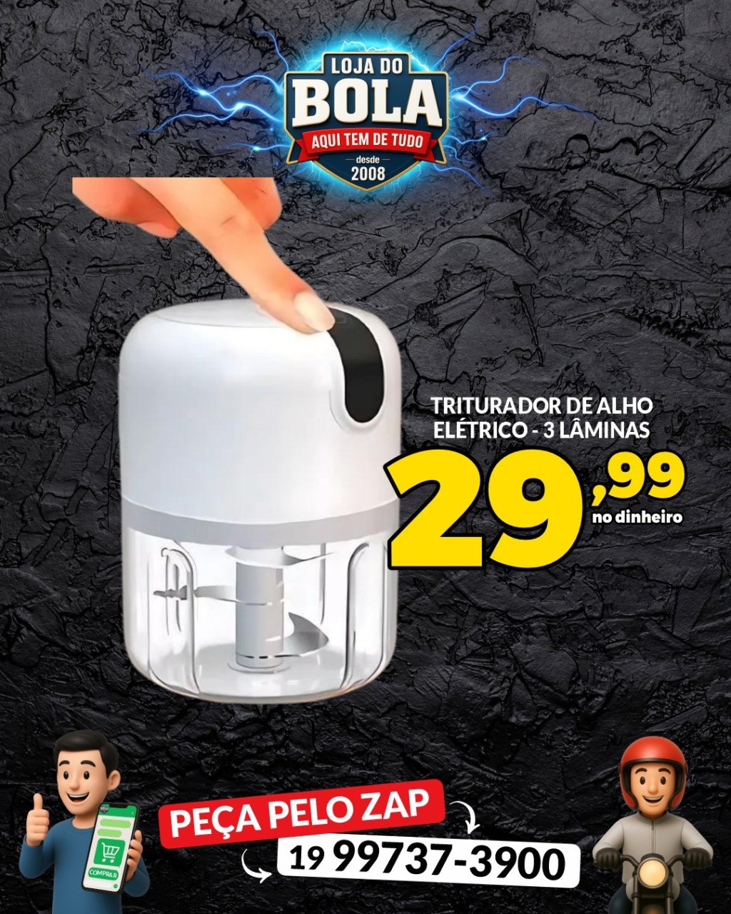 TRITURADOR ELÉTRICO - BATERIA RECARREGÁVEL
