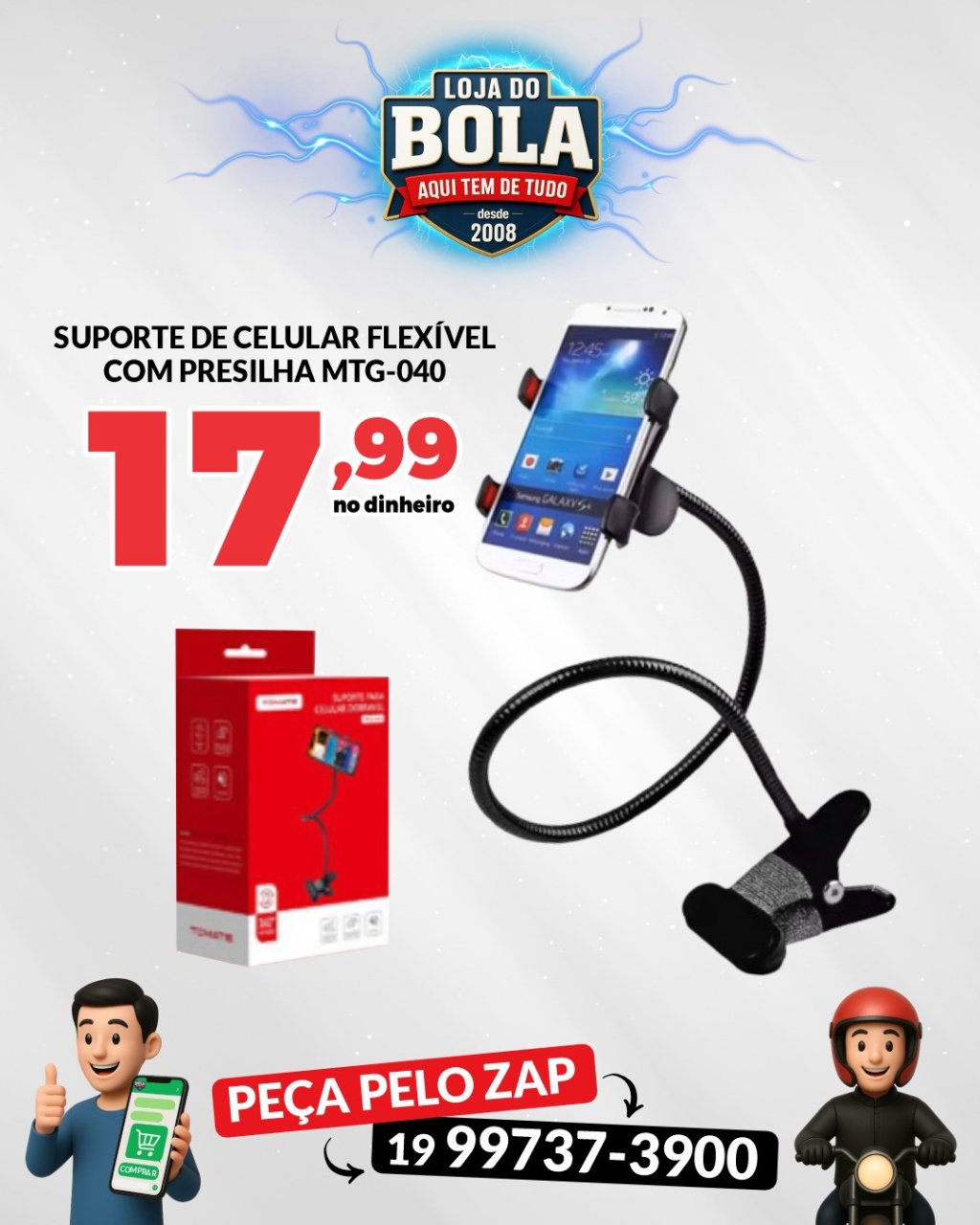 SUPORTE DE CELULAR FLEXÍVEL TOMATE 