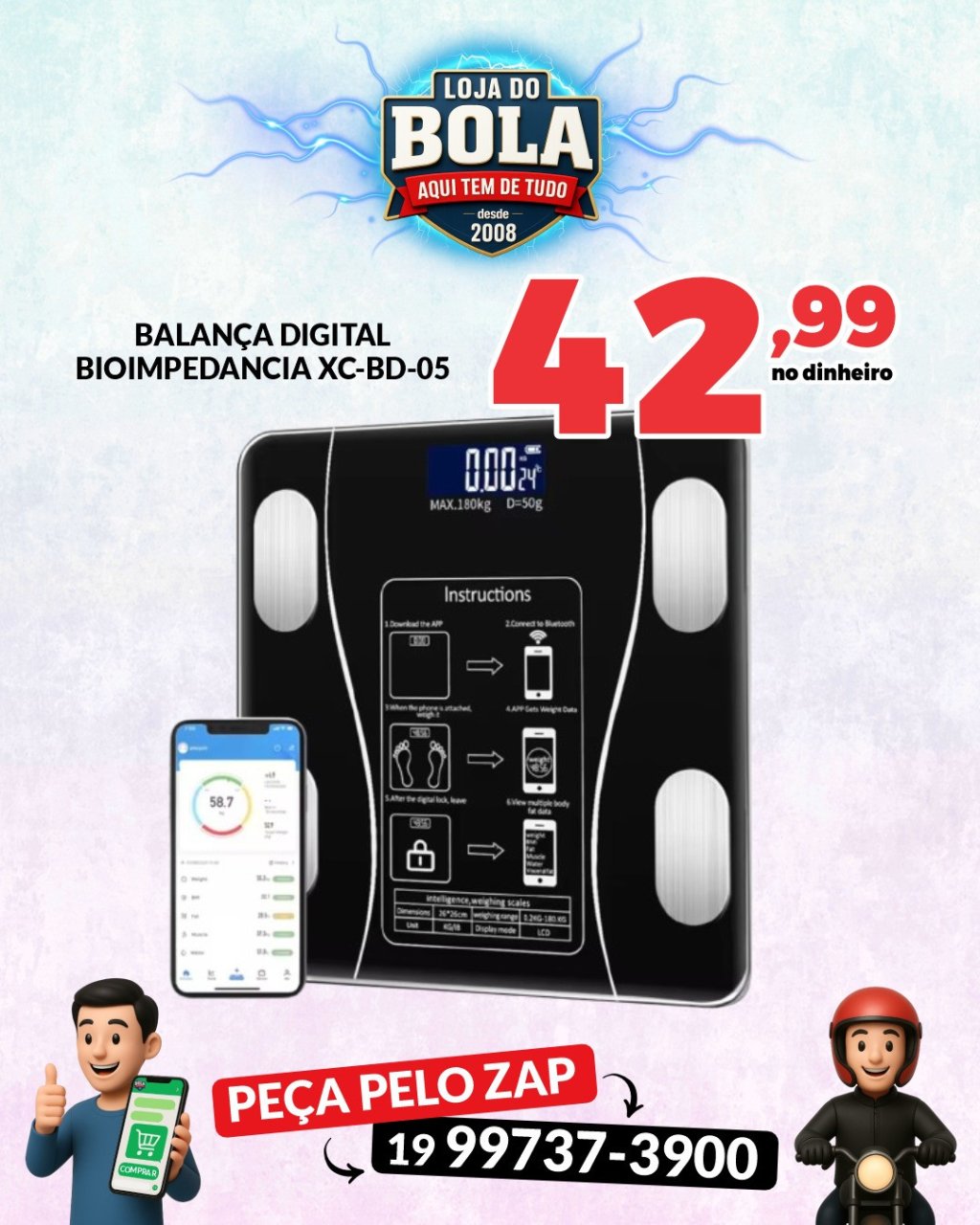 BALANÇA DIGITAL BIOIMPEDÂNCIA XC-BD-05