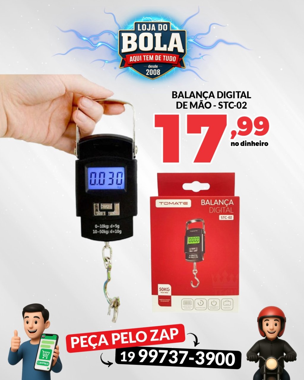 BALANÇA DIGITAL DE MÃO TOMATE STC-02
