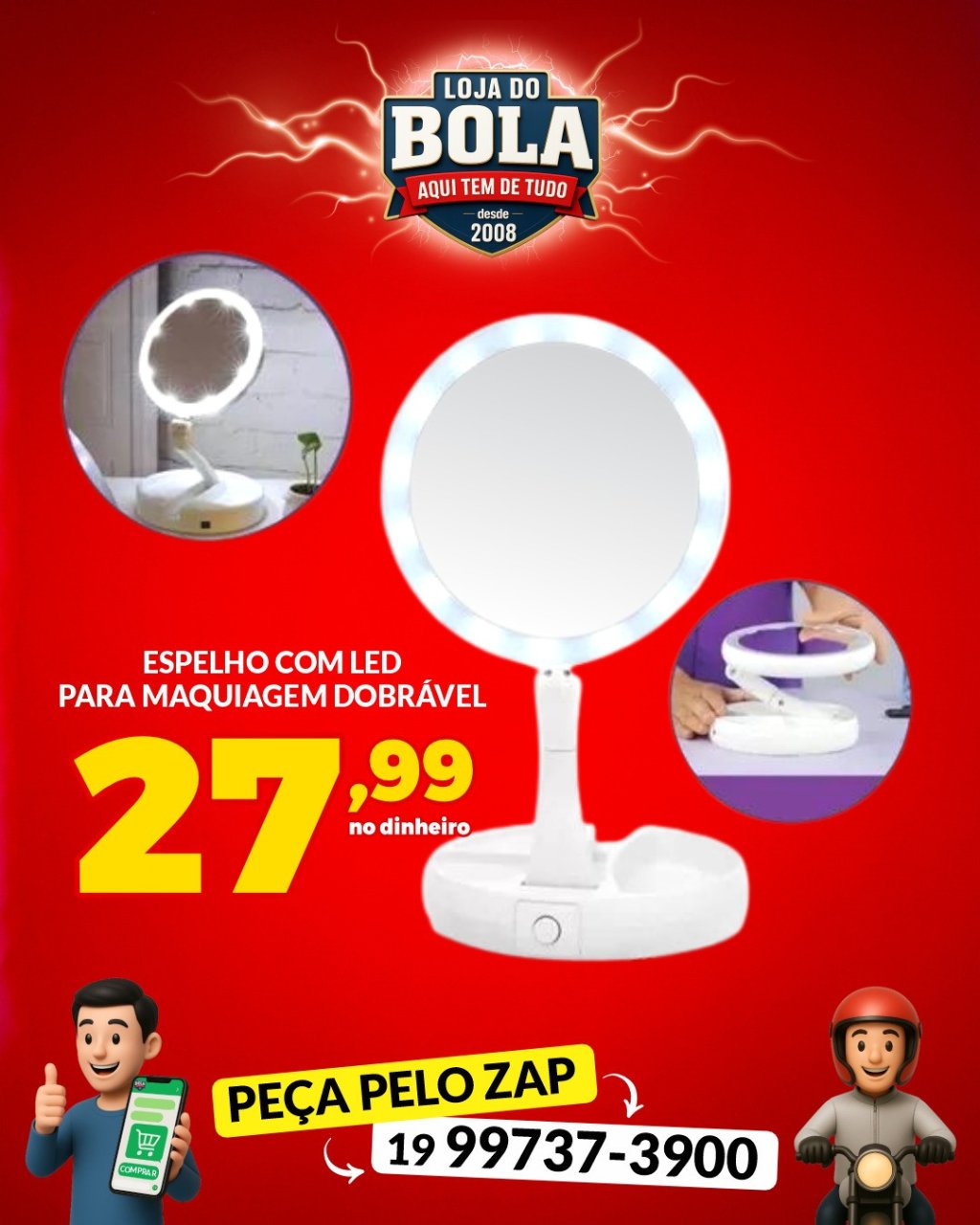 ESPELHO COM LEDS PARA MAQUIAGEM
