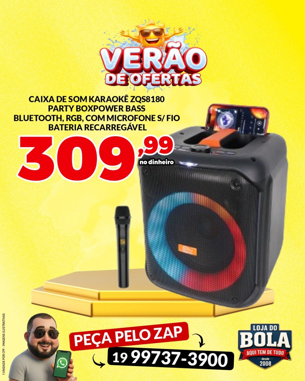 CAIXA DE SOM KARAOKÊ  ZQS8180