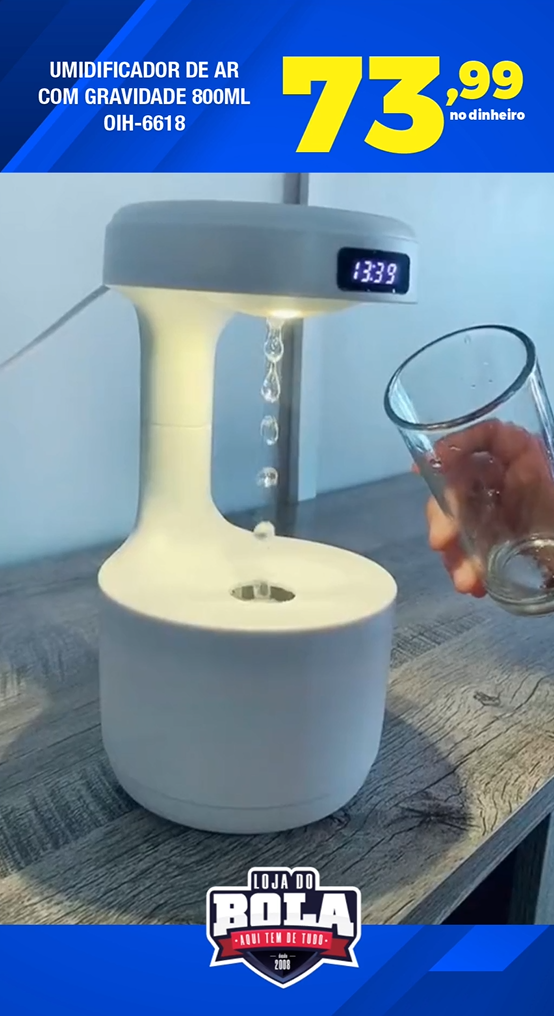 UMIDIFICADOR DE AR COM GRAVIDADE 800ML   OIH-6618