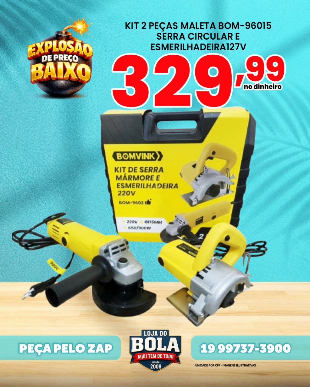 KIT MALETA - SERRA CIRCULAR + ESMERILHADEIRA 127V