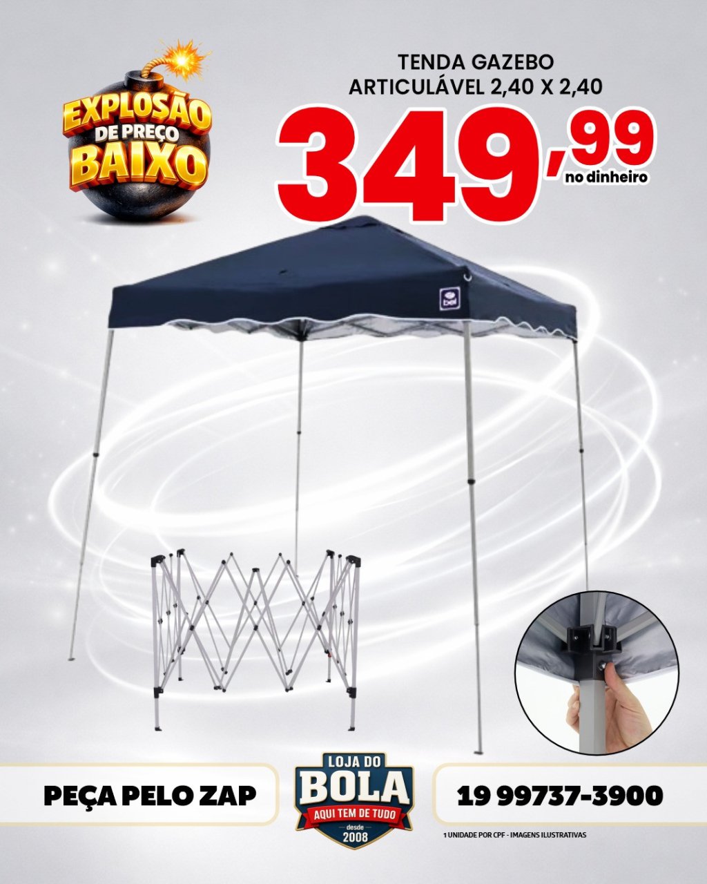 TENDA GAZEBO (2,40 x 2,40) ARTUCULÁVEL 