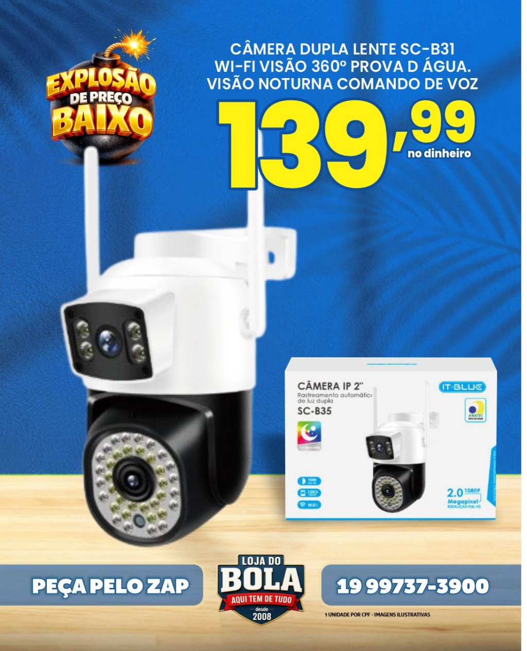 CÂMERA IP DUPLA A PROVA D'ÁGUA