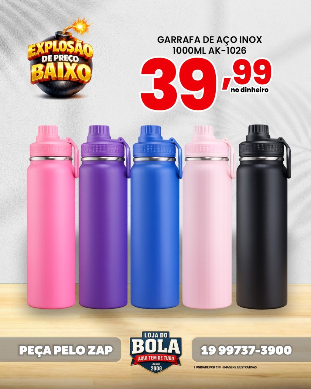 GARRAFA TÉRMICA 1000ML - AK-1026