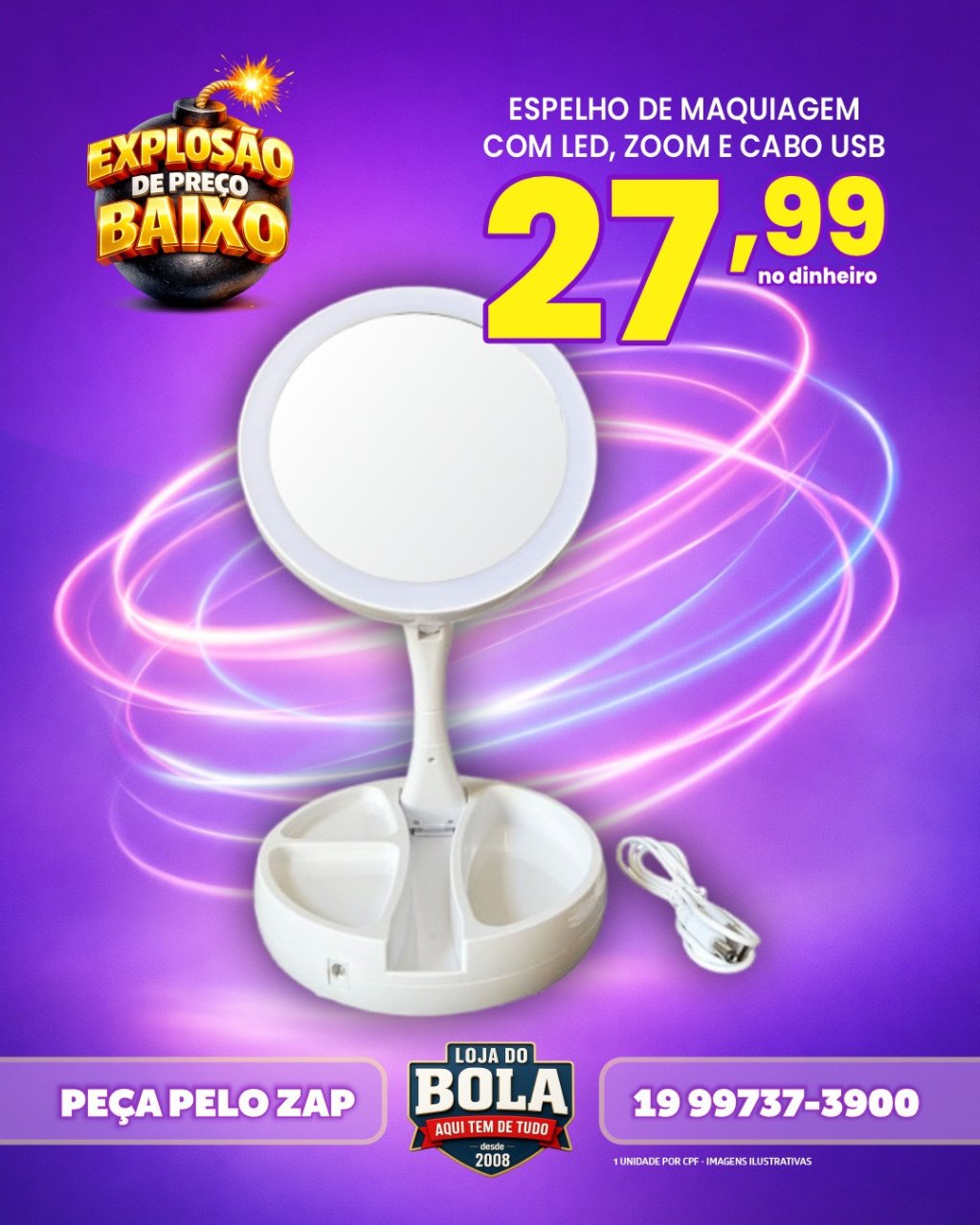 ESPELHO COM LEDS PARA MAQUIAGEM