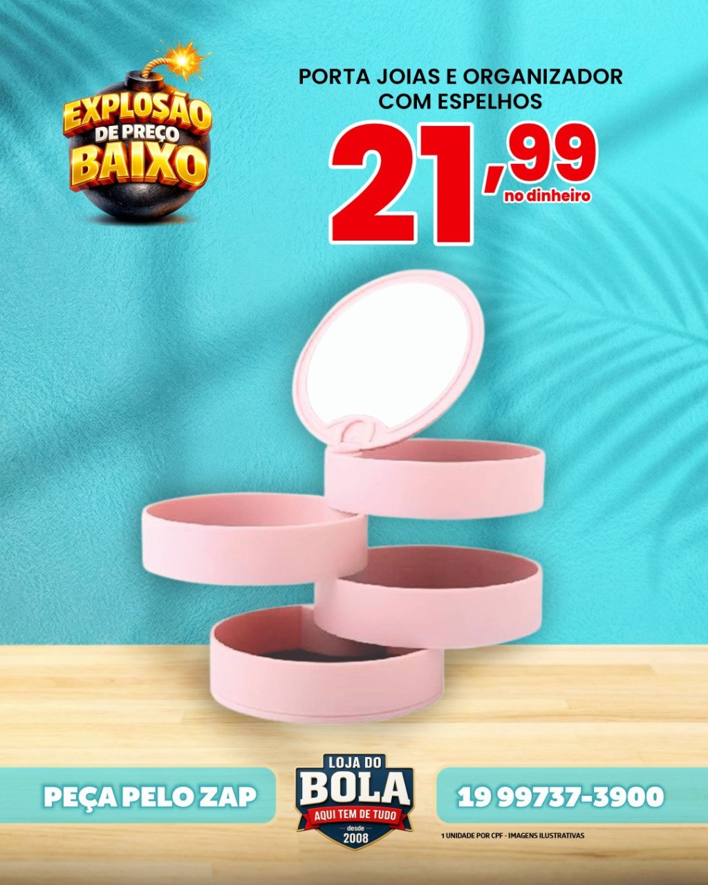 PORTA JÓIA COM ESPELHO