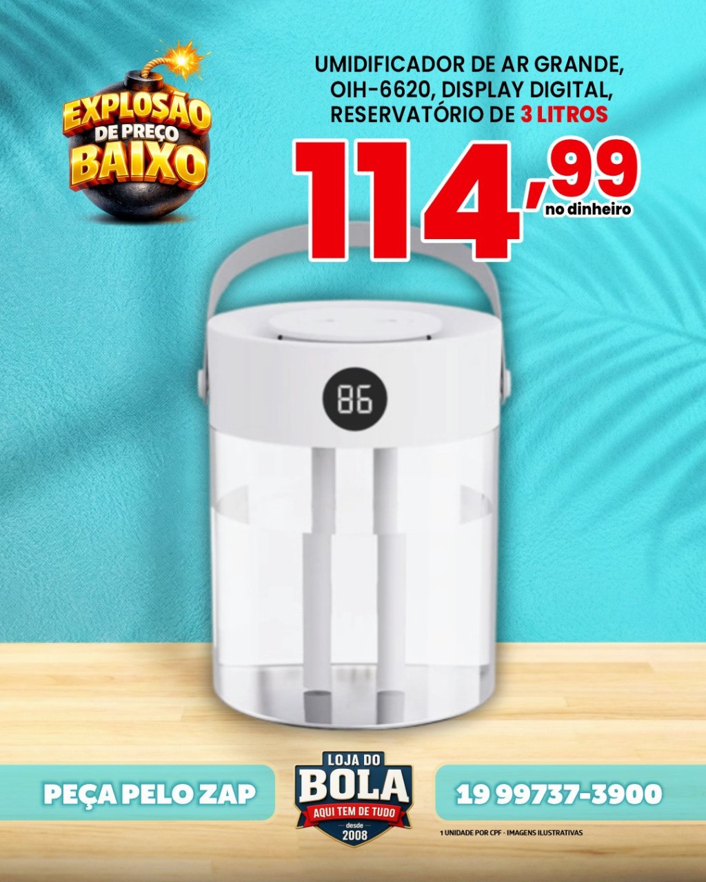 UMIDIFICADOR DE AR 3L